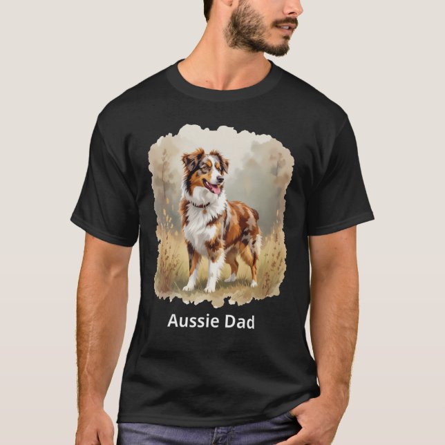 Australian Shepherd Dog Red Merle Aussie Dad T-Shirt (Vorderseite)