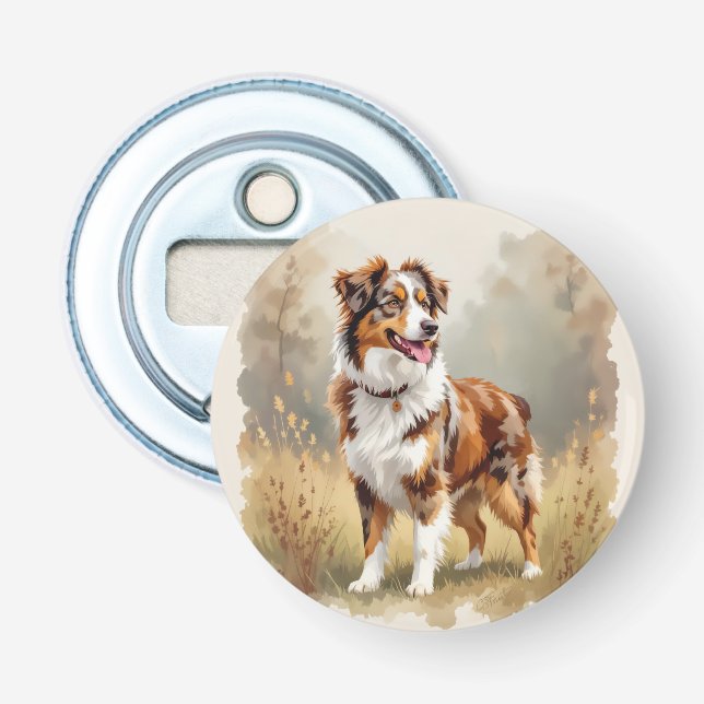 Australian Shepherd Dog Red Merle Aussie Flaschenöffner (Vorderseite)