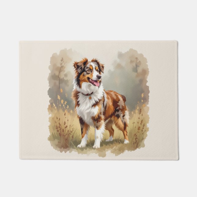 Australian Shepherd Dog Red Merle Aussie Fußmatte (Vorderseite)