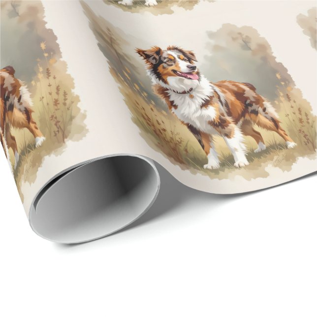 Australian Shepherd Dog Red Merle Aussie Geschenkpapier (Rolleneckpunkt)