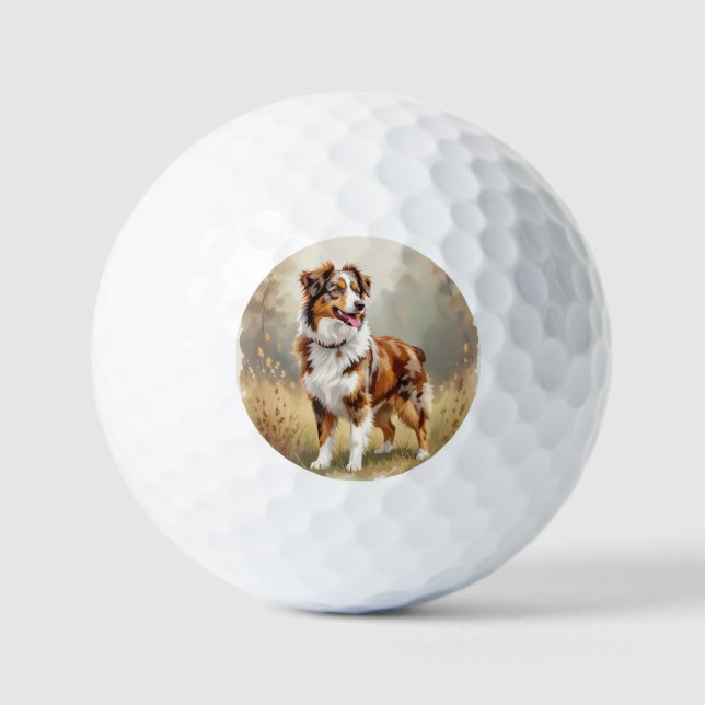 Australian Shepherd Dog Red Merle Aussie Golfball (Vorderseite)