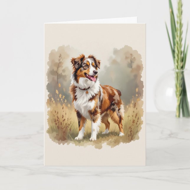 Australian Shepherd Dog Red Merle Aussie Karte (Vorderseite)