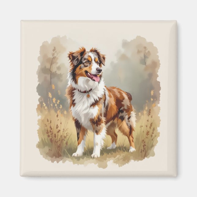 Australian Shepherd Dog Red Merle Aussie Magnet (Vorne)