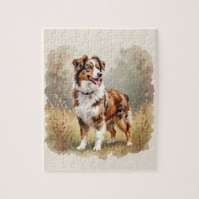 Australian Shepherd Dog Red Merle Aussie Puzzle (Vertikal)