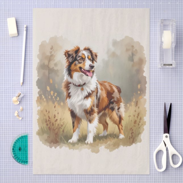 Australian Shepherd Dog Red Merle Aussie Seidenpapier (Handwerk)