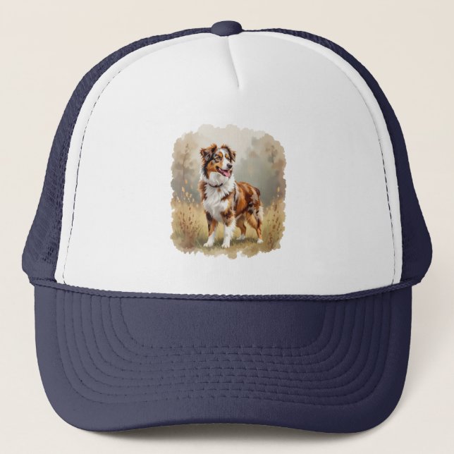 Australian Shepherd Dog Red Merle Aussie Truckerkappe (Vorderseite)
