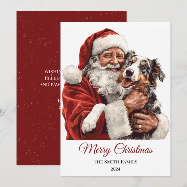 Australian Shepherd Dog Santa Claus Weihnachten (Vorne/Hinten)