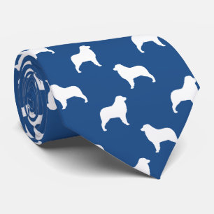 Australian Shepherd Dog Silhouettes Pattern Blue Krawatte
