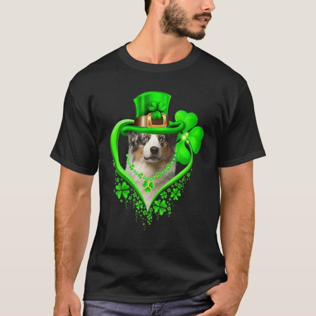 Australian Shepherd Dog St Patricks Day Lover Iris T-Shirt (Vorderseite)