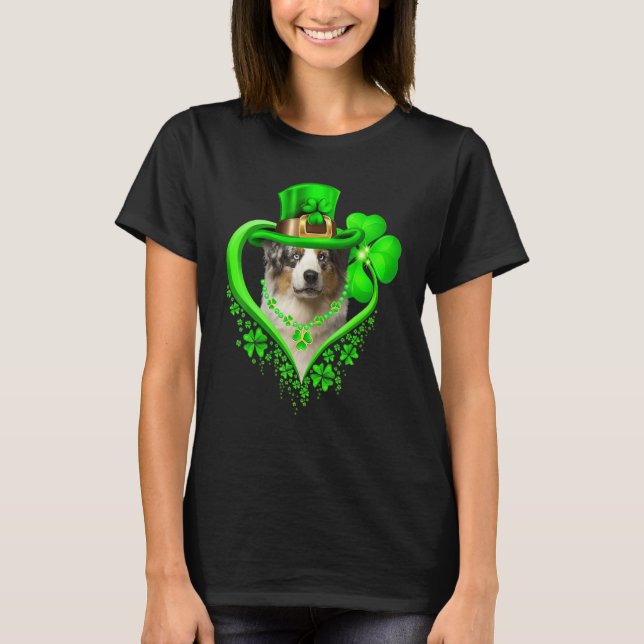 Australian Shepherd Dog St Patricks Day Lover Iris T-Shirt (Vorderseite)