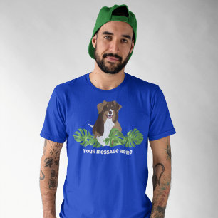 Australian Shepherd Dog Tropical Blätter T-Shirt
