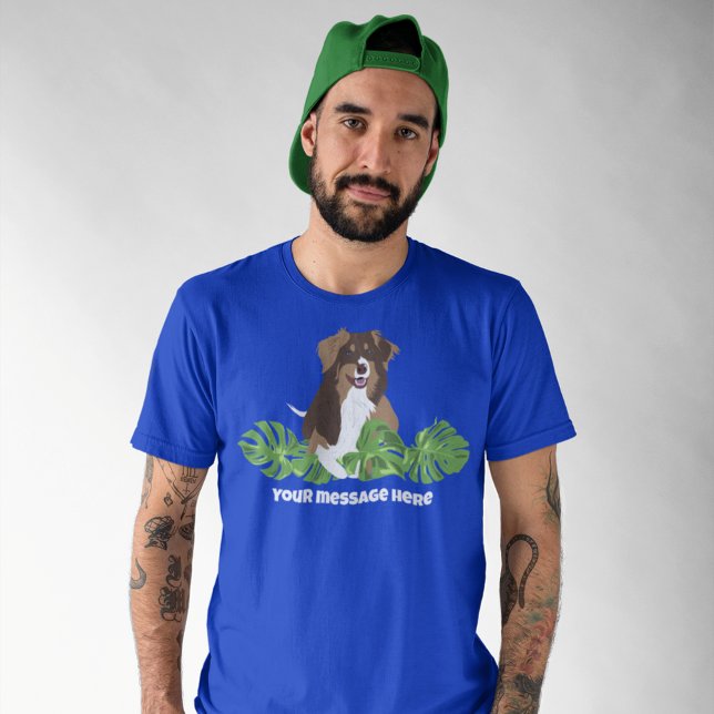Australian Shepherd Dog Tropical Blätter T-Shirt (Von Creator hochgeladen)
