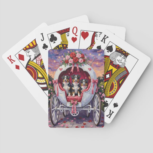 Australian Shepherd Dog Valentine's Day  Spielkarten (Rückseite)