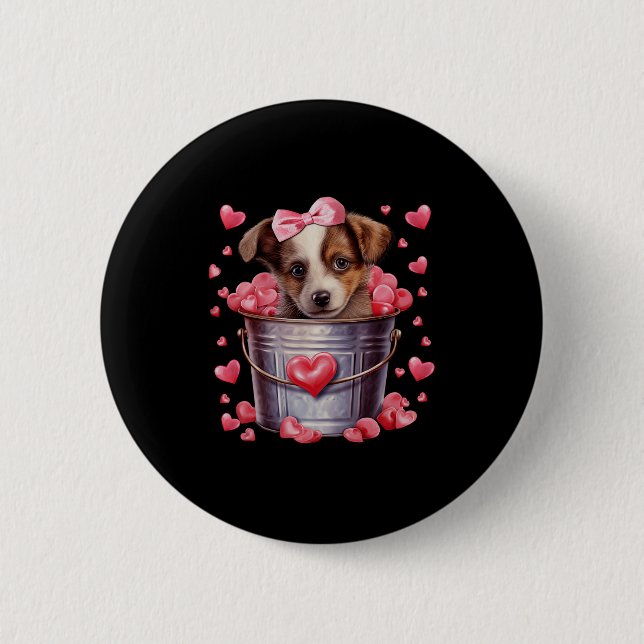 Australian Shepherd Dog Valentines Puppy Love Hear Button (Vorderseite)