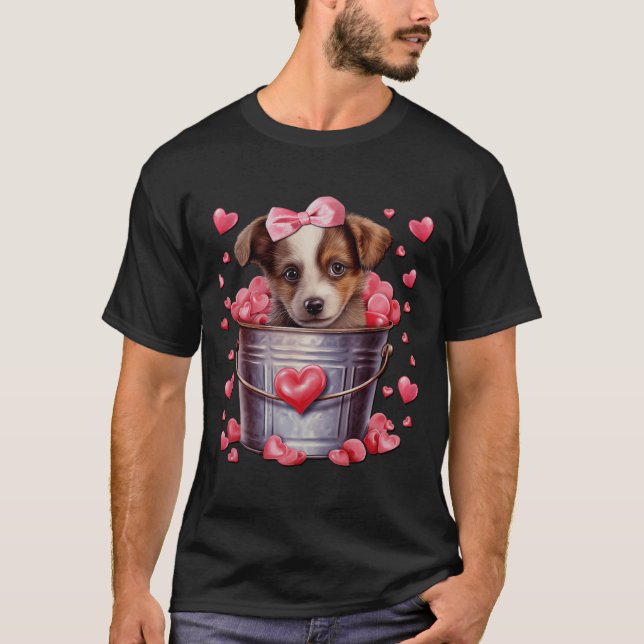 Australian Shepherd Dog Valentines Puppy Love Hear T-Shirt (Vorderseite)