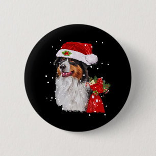 Australian Shepherd Dog Weihnachtsmannmütze Weihna Button