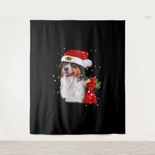 Australian Shepherd Dog Weihnachtsmannmütze Weihna Wandteppich