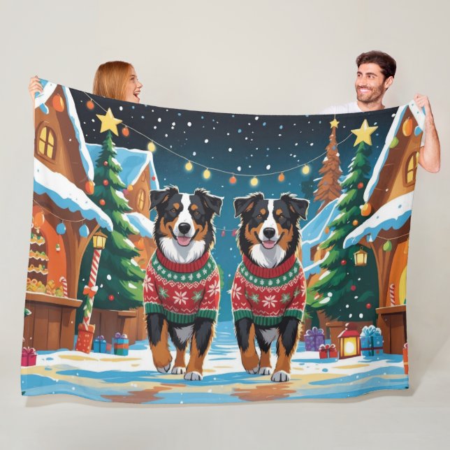 Australian Shepherd Dogs Christmas Snow Holiday Fleecedecke (Beispiel)