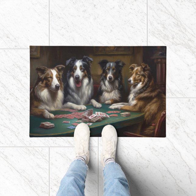 Australian Shepherd Dogs Poker Art Fußmatte (Indoor)