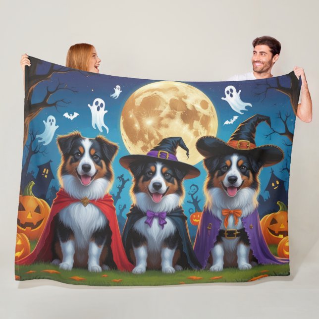 Australian Shepherd Dogs Pumpkin Halloween Funny Fleecedecke (Beispiel)