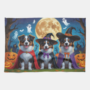 Australian Shepherd Dogs Pumpkin Halloween Funny Geschirrtuch