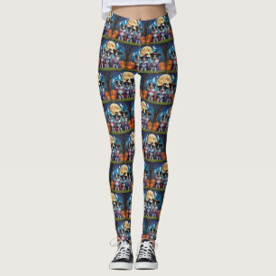 Australian Shepherd Dogs Pumpkin Halloween Funny Leggings