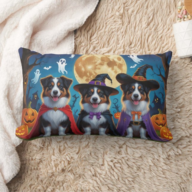 Australian Shepherd Dogs Pumpkin Halloween Funny Lendenkissen (Decke)