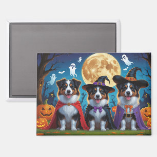 Australian Shepherd Dogs Pumpkin Halloween Funny Magnet