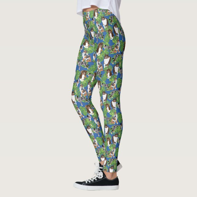 Australian Shepherd Dogs Tropical Blätter Leggings (Links)