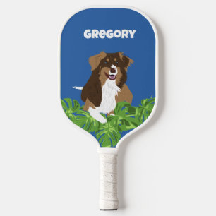 Australian Shepherd Dogs Tropical Blätter Pickleball Schläger