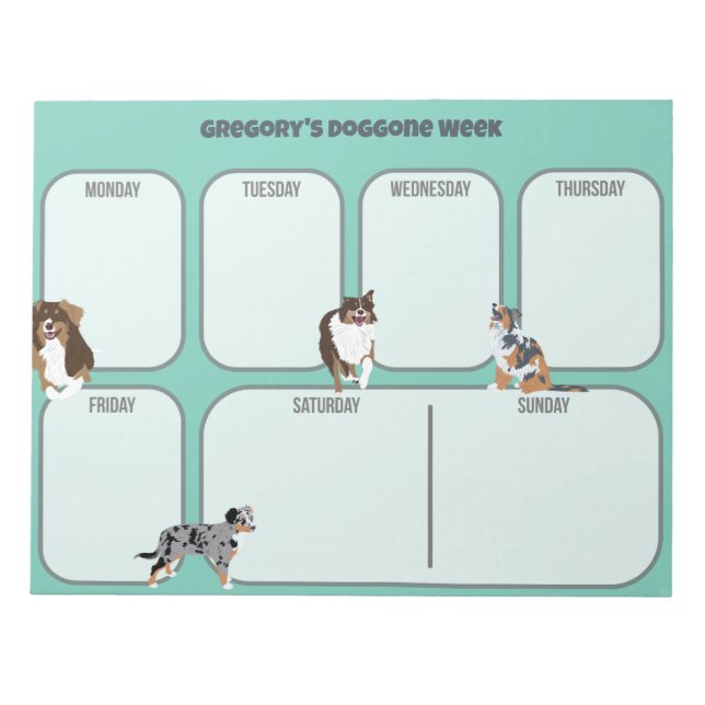 Australian Shepherd Dogs Weekly Planner Notizblock (Vorderseite)