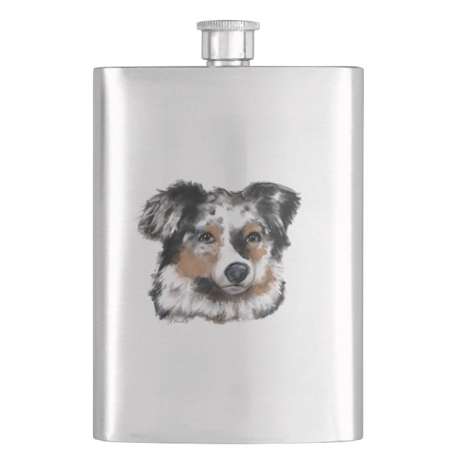 Australian Shepherd Flachmann (Vorderseite)
