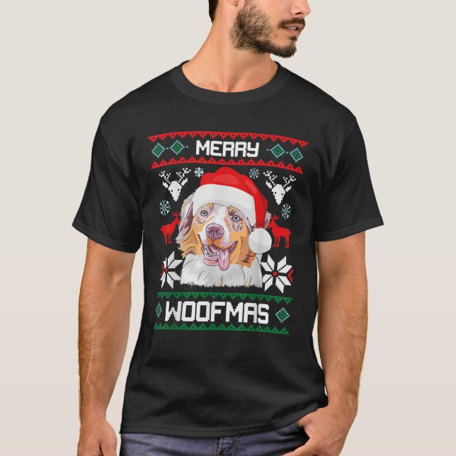 Australian Shepherd Gift For Merry Christmas Woofm T-Shirt (Vorderseite)