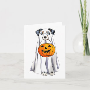 Australian Shepherd Halloween lustiger Geist Kostü Karte