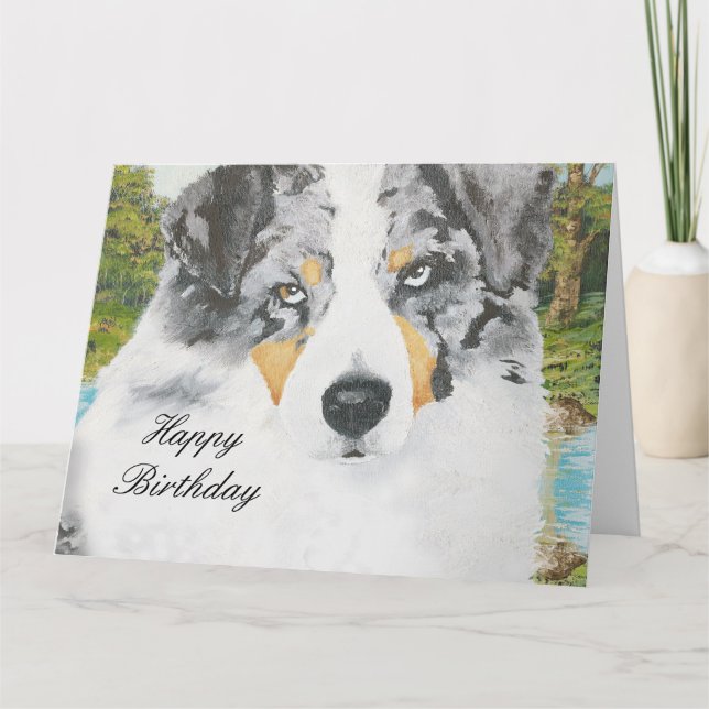 Australian Shepherd Happy Birthday Big Card Karte (Vorderseite)