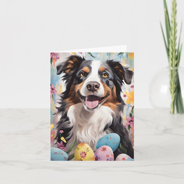 Australian Shepherd Happy Oaster Karte (Vorderseite)