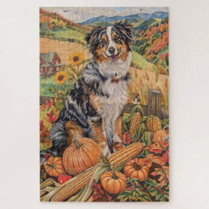 Australian Shepherd Herbsternte Thanksgiving Puzzle