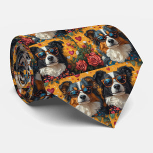 Australian Shepherd Herz Rosen Valentinstag Krawatte