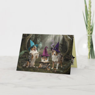 Australian Shepherd Hexe Halloween Karte