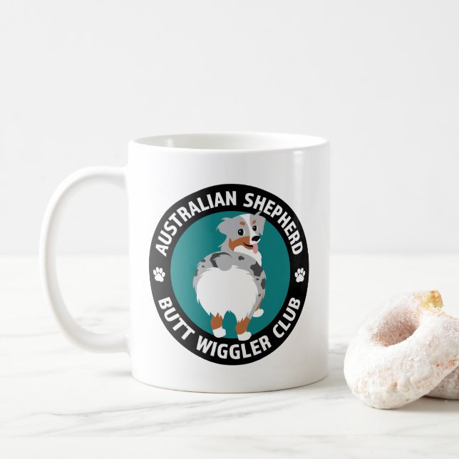 Australian Shepherd Hintern Wigglers Club Kaffeetasse (Mit Donut)