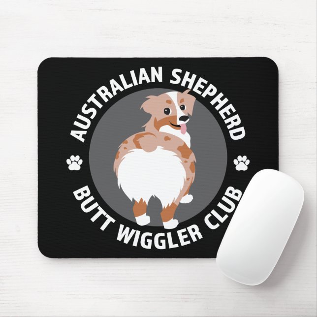 Australian Shepherd Hintern Wigglers Club - Red Me Mousepad (Mit Mouse)