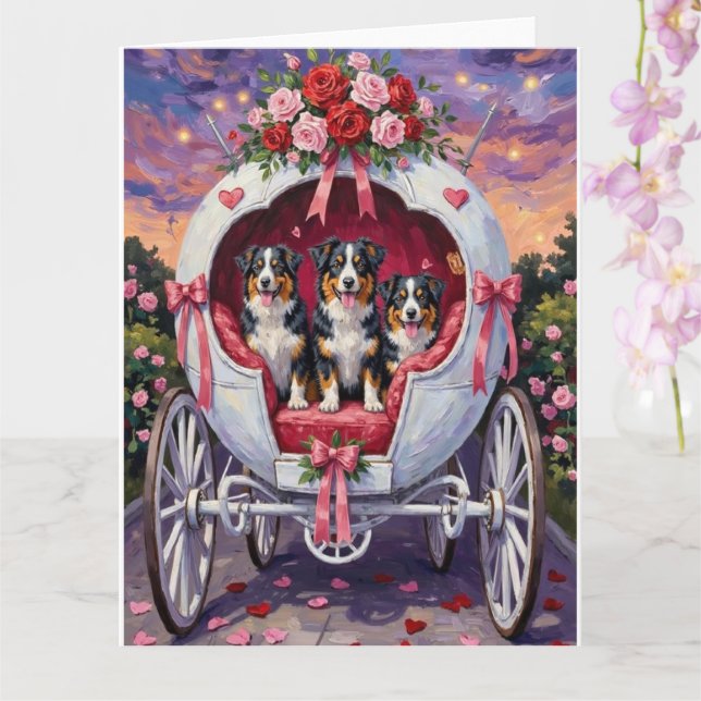Australian Shepherd Hund Valentinstag  Karte (Orchidee)