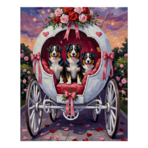 Australian Shepherd Hund Valentinstag Poster