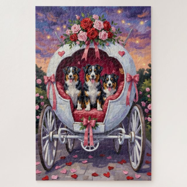 Australian Shepherd Hund Valentinstag  Puzzle (Vertikal)