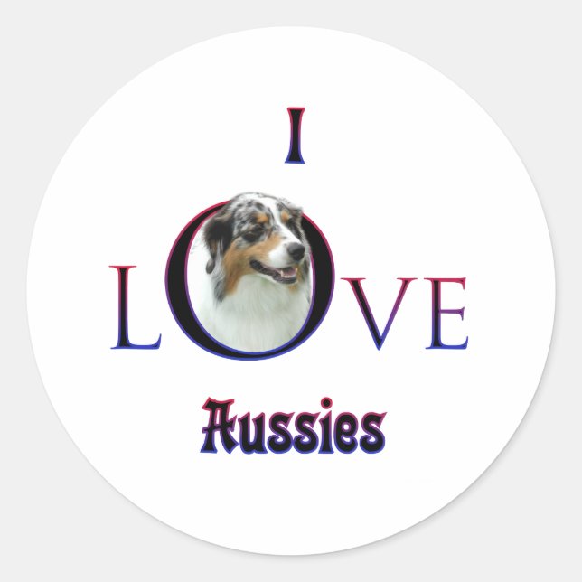 Australian Shepherd I Liebe Runder Aufkleber (Vorderseite)