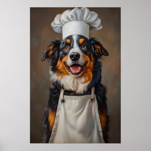 Australian Shepherd in Kochmütze Poster, Haustier Poster