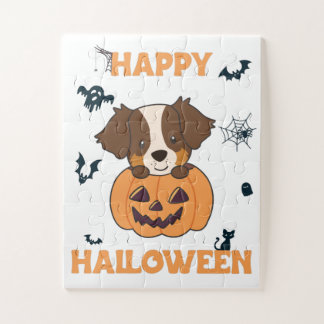 Australian Shepherd In Pumpkin Niedlich Happy Jigs Puzzle