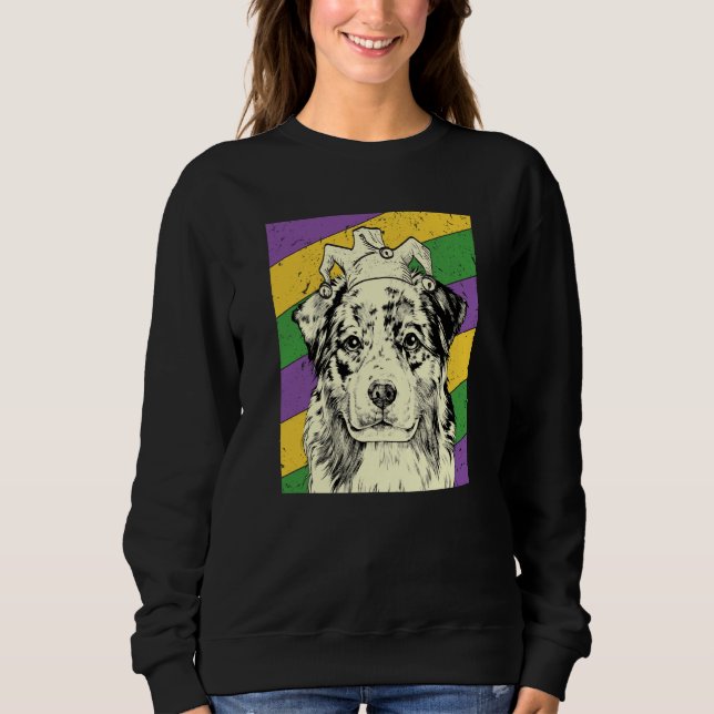 Australian Shepherd Jester Mardi Gras Hunde-Mama o Sweatshirt (Vorderseite)