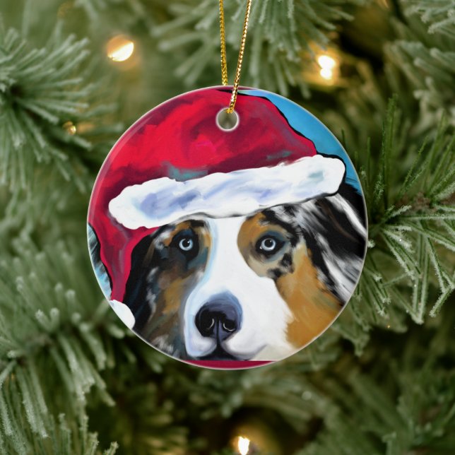 Australian Shepherd Keramik Ornament (Baum)