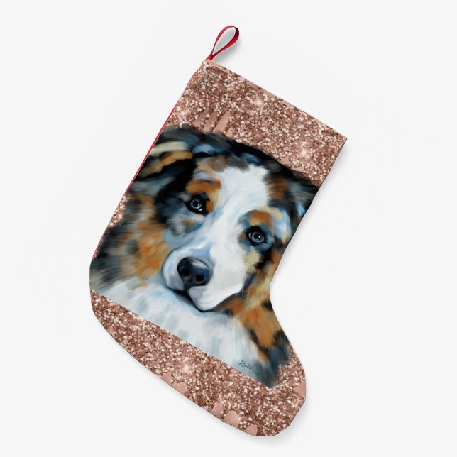 Australian Shepherd Kleiner Weihnachtsstrumpf (Vorderansicht (hängend))